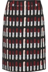 Prada Lipstick Patterned Print Long Skirt In Black