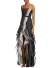 HALSTON HERITAGE Ombre Tiered Ruffled Evening Gown