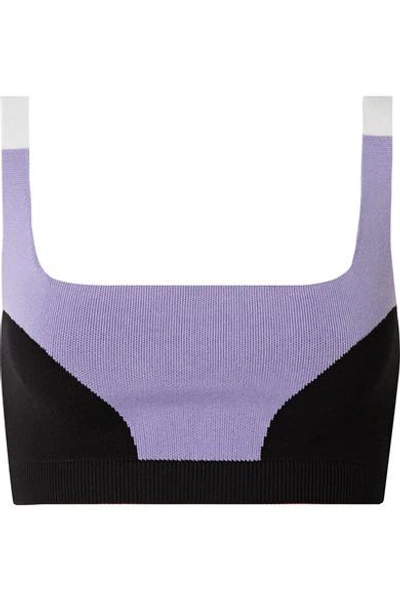 Nagnata Colour-block Technical-knit Stretch-cotton Sports Bra In Lilac