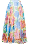 CHRISTOPHER KANE PLEATED FLORAL-PRINT ORGANZA MAXI SKIRT