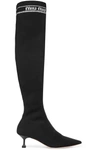 MIU MIU RIBBED-KNIT OVER-THE-KNEE SOCK BOOTS