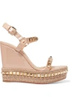 CHRISTIAN LOUBOUTIN CATACLOU 120 STUDDED PATENT-LEATHER WEDGE PLATFORM SANDALS