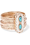 PASCALE MONVOISIN BOWIE 9-KARAT ROSE GOLD, TURQUOISE AND RESIN RING