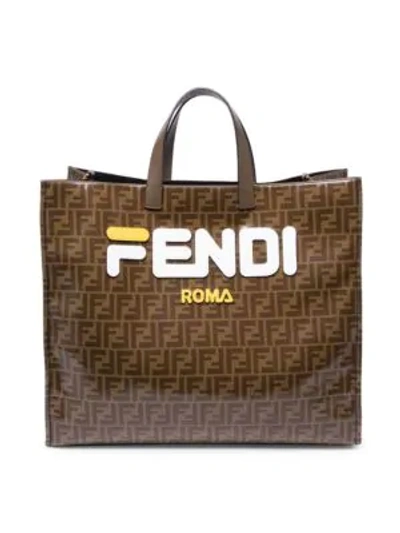 Fendi Mania Shopper Bag In Brown