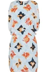 OPENING CEREMONY OPEN-BACK DRAPED FLORAL-PRINT SILK MINI DRESS,3074457345619136629