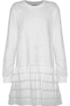 OPENING CEREMONY OPENING CEREMONY WOMAN RUFFLED GAUZE-PANELED EMBROIDERED COTTON-TERRY MINI DRESS WHITE,3074457345619142903