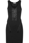 OPENING CEREMONY OPENING CEREMONY WOMAN SHELL-PANELED ZIP-DETAILED RIBBED-KNIT MINI DRESS BLACK,3074457345619134251