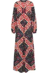 OPENING CEREMONY OPENING CEREMONY WOMAN CUTOUT PRINTED SILK MAXI DRESS RED,3074457345619150204