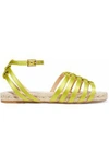 CHARLOTTE OLYMPIA CHARLOTTE OLYMPIA WOMAN CUTOUT SILK-SATIN ESPADRILLE SANDALS LIME GREEN,3074457345619082637