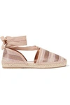 JIMMY CHOO JIMMY CHOO WOMAN LACE-UP STRIPED WOVEN ESPADRILLES ANTIQUE ROSE,3074457345619092670