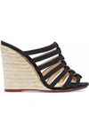 CHARLOTTE OLYMPIA CUTOUT CANVAS ESPADRILLE WEDGE MULES,3074457345619093767