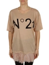 N°21 COTTON T-SHIRT WITH FEATHERS DETAIL,10648400