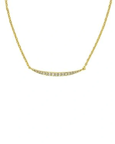 Adore Curved Crystal Bar Necklace In Gold