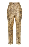 DOLCE & GABBANA FLORAL LUREX JACQUARD CROPPED TROUSERS,681902