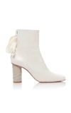 Loewe Bow-embellished Leather Ankle Boots In White