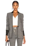 ALEXANDER WANG ALEXANDER WANG DOUBLE BREASTED NOTCH BLAZER IN CHECKERED & PLAID,GRAY