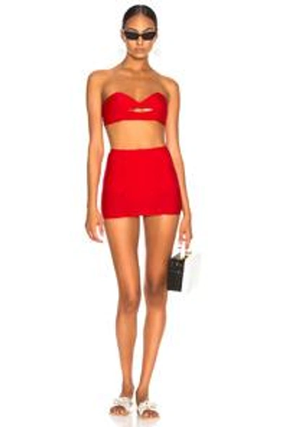 Adriana Degreas X Charlotte Olympia Pin Up Kiss Hot Pants With Buttons Swimsuit In Red