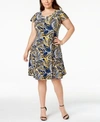 ANNE KLEIN PLUS SIZE PAISLEY-PRINT FIT & FLARE DRESS