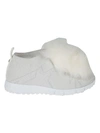 Jimmy Choo Norway Metallic Sneakers With Fur Trim In White/white