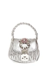 MIU MIU Miu Miu Embellished Metallic Leather Hand Bag,10649295