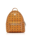 Mcm Small Stark Outline Stud Leather Backpack In Cognac