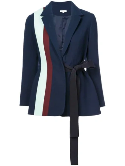 Delpozo Striped Tie-waist Blazer In Blue