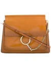 CHLOÉ CARAMEL BROWN FAYE PATENT AND LEATHER SHOULDER BAG