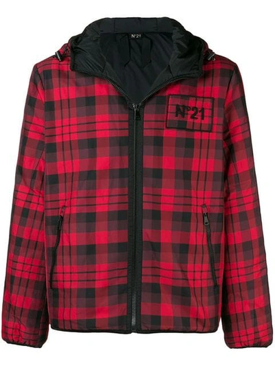 N°21 Checked Hooded Jacket In Red