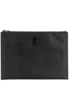 SAINT LAURENT MONOGRAM CROCODILE-EFFECT POUCH