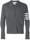 THOM BROWNE THOM BROWNE TRI-STRIPE CARDIGAN - GREY