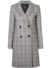 THEORY DOUBLE-BREASTED PLAID COAT