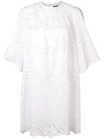 Isabel Marant Embroidered Flared Mini Dress In White