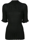 CAROLINA HERRERA CAROLINA HERRERA RIBBED KNIT TOP - BLACK