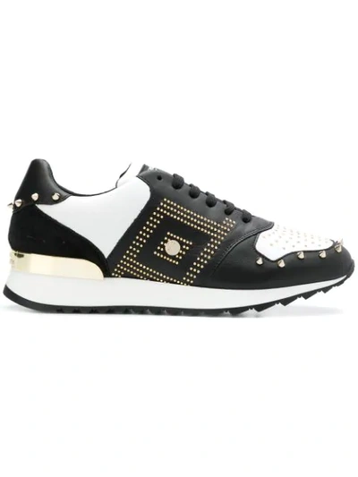 Versace Spike Stud Trainers In V800h Black White Gold
