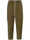 RICK OWENS RICK OWENS DRAWSTRING CROPPED TROUSERS - GREEN