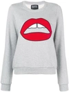 MARKUS LUPFER MARKUS LUPFER LEONIE VELVET LARA LIP SWEATER - GREY