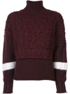 GIVENCHY GIVENCHY CONTRAST ROLL-NECK SWEATER - RED