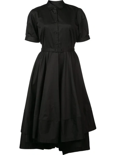 Co Short Sleeve Flared Dress In Black