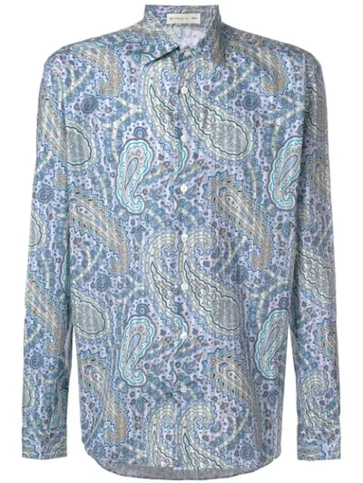 Etro Printed Button Shirt In Blue