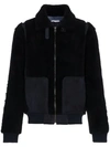 LOT78 LOT78 LEATHER AND SHEARLING LONG SLEEVE JACKET - BLUE