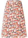 Prada U-print Wrap-style Cotton Skirt In Yellow & Orange