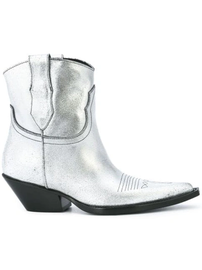 Maison Margiela Mid-calf Western Boots In Silver