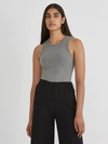 FRANK + OAK Slim Fit Rib Sportneck Tank in Med Grey Melange