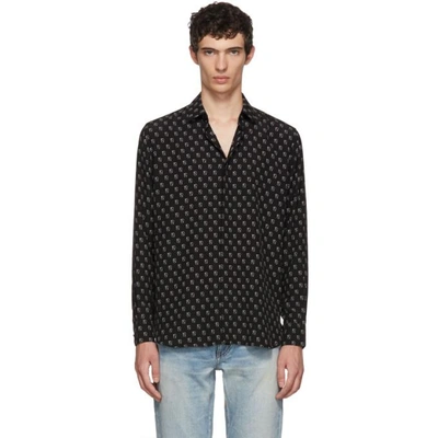 Saint Laurent Sl Playing Cards Printed Shirt In Black