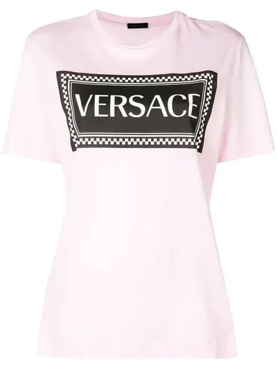 Versace Logo印花全棉t恤 In Rosa