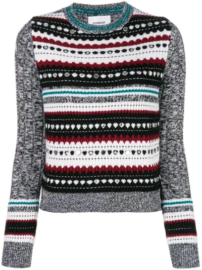 Dondup Contrast Embroidered Sweater In Multicoloured