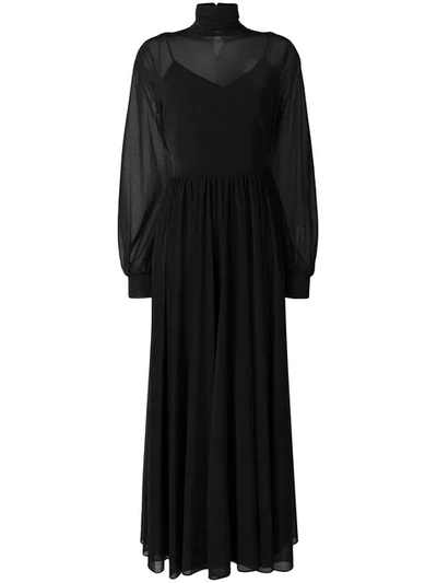 Diane Von Furstenberg High-neck Long-sleeve Maxi Dress In Black