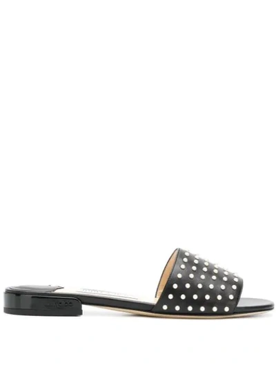 Jimmy Choo Joni Faux Pearl-embellished Leather Slides In Black