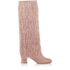 JIMMY CHOO MAGALIE 65 Ballet Pink Calf Leather Knee High Booties with Fringe Detailing,MAGALIE65CTF S