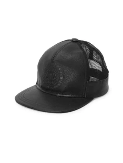 Balmain Logo Crest Embossed Trucker Hat In Black